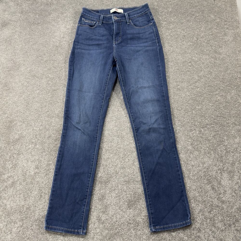 Levis 512 Perfectly Slimming Skinny Jeans Blue Dark Wash Stretch Womens 28x32